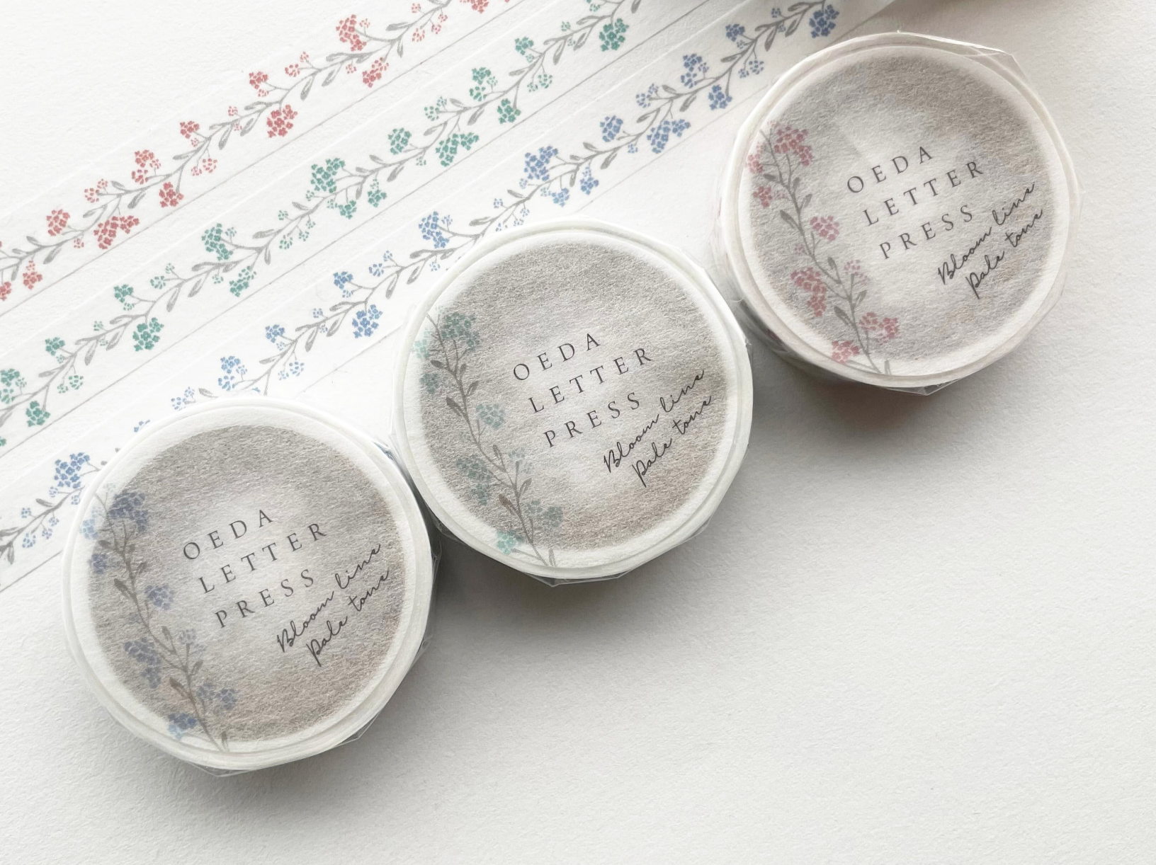 Masking tape【Bloom line Pale color/blue・green・pink】
