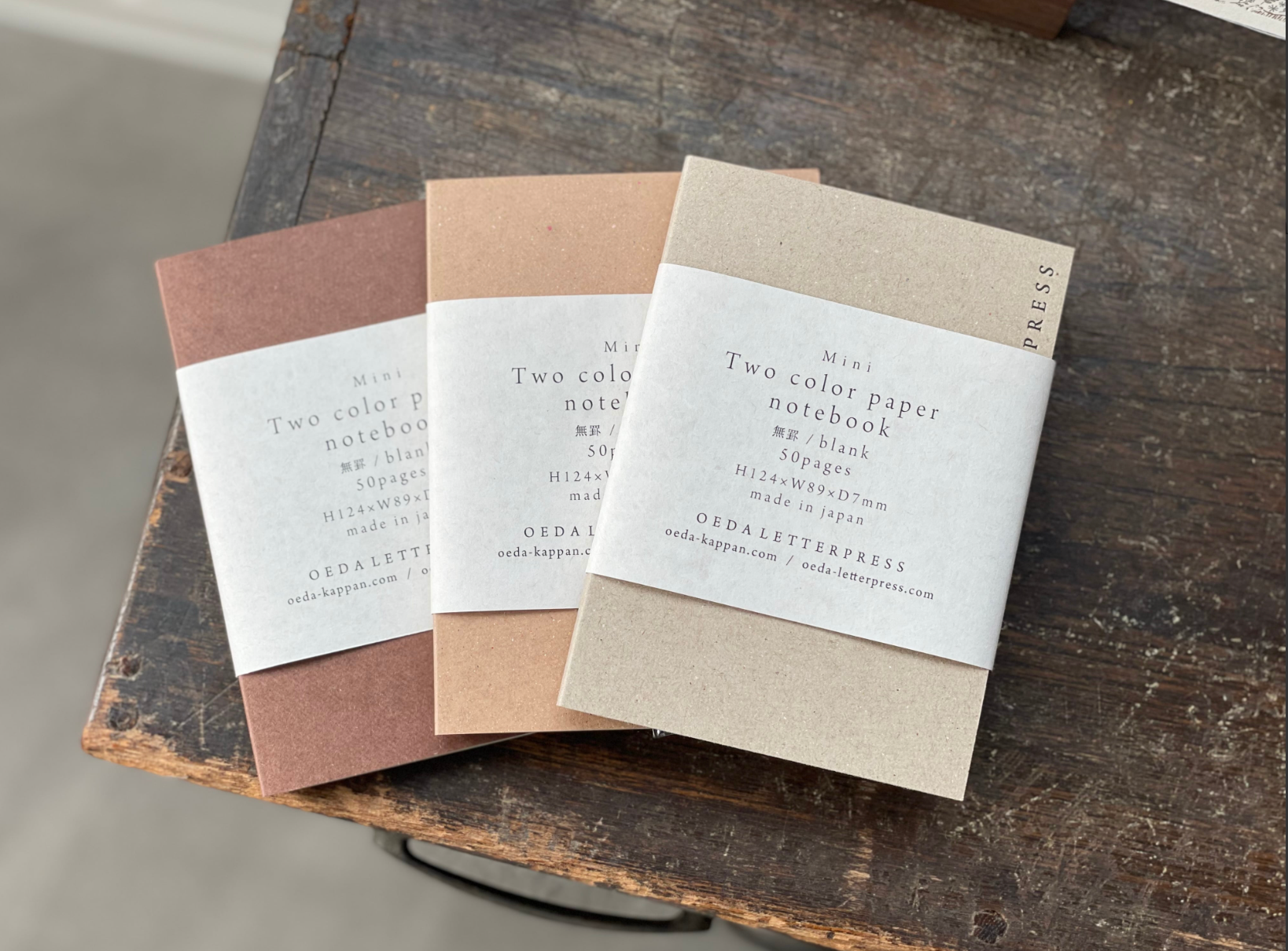 Mini Two color paper notebook（brown・craft・beige）