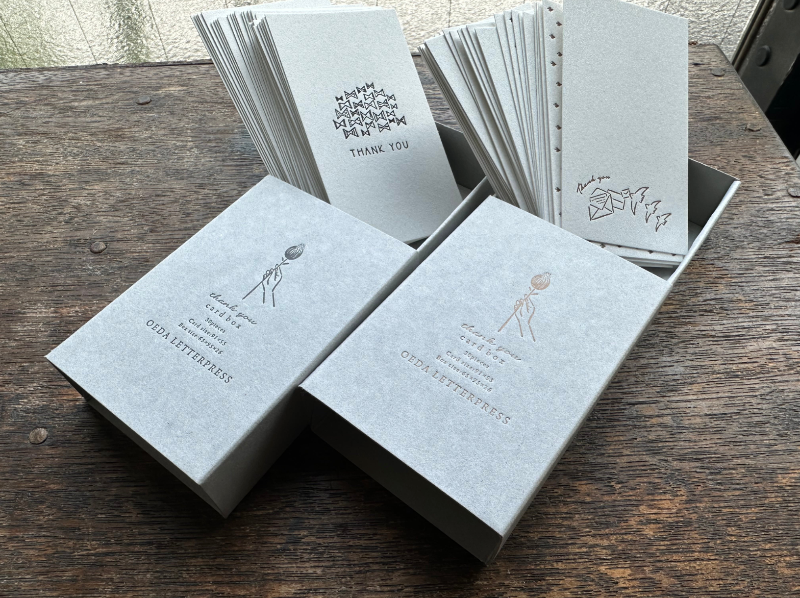 【活版印刷】Thank you card box Bronze / Black(カード7種アソート30枚入り)