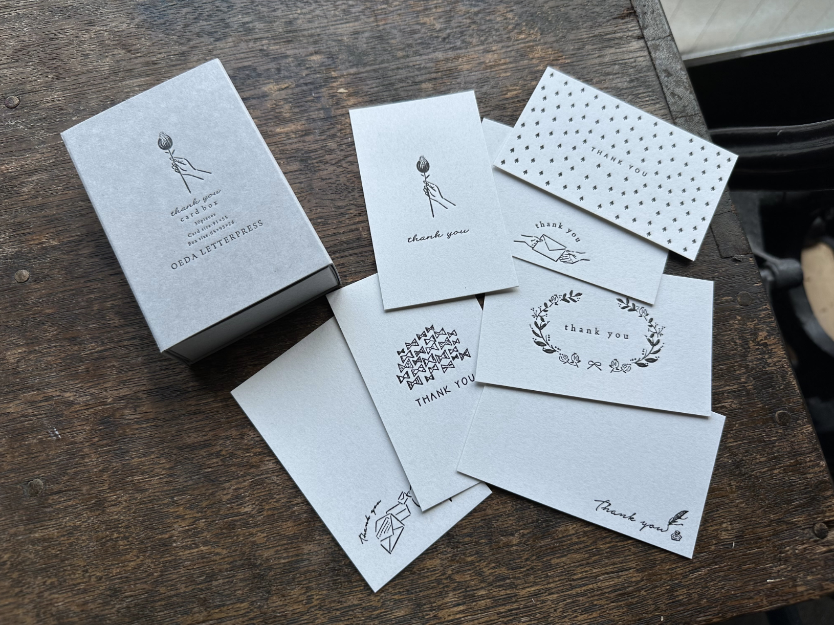 【活版印刷】Thank you card box Bronze / Black(カード7種アソート30枚入り)