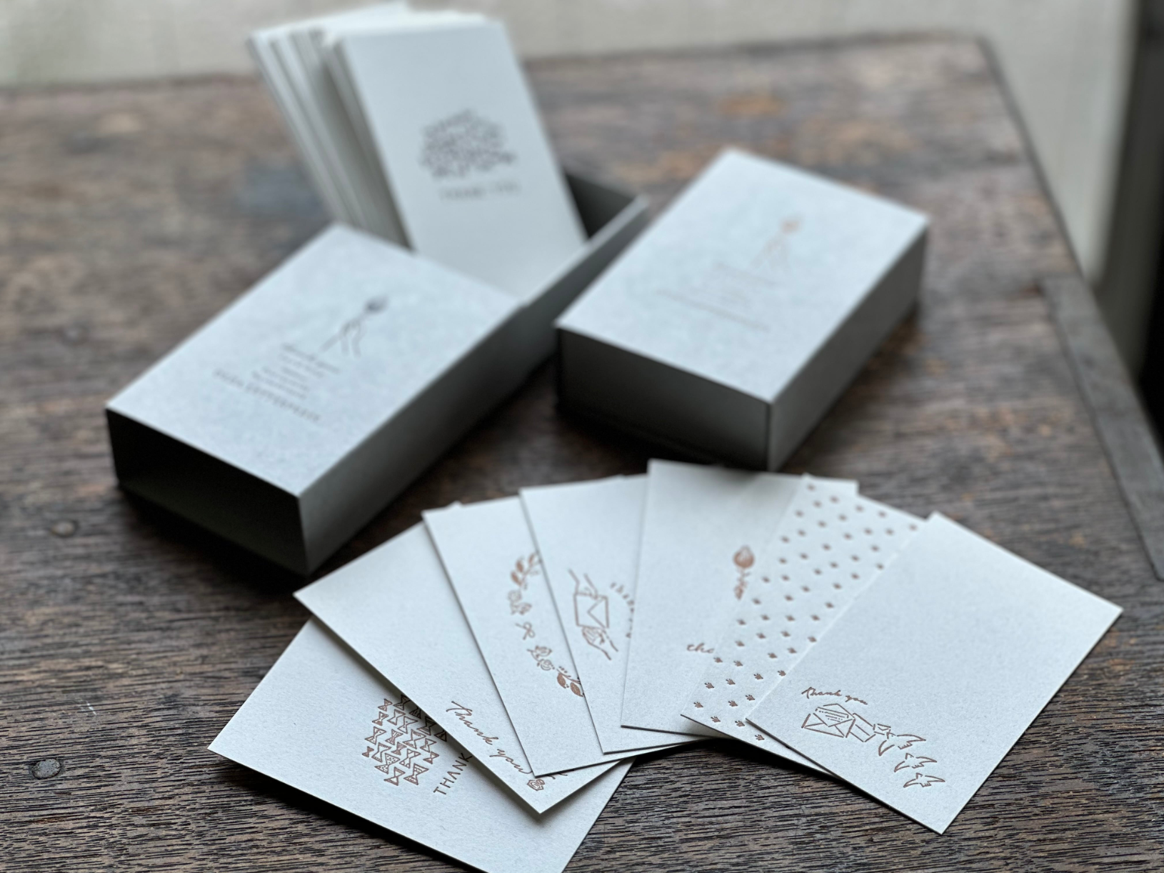 【活版印刷】Thank you card box Bronze / Black(カード7種アソート30枚入り)
