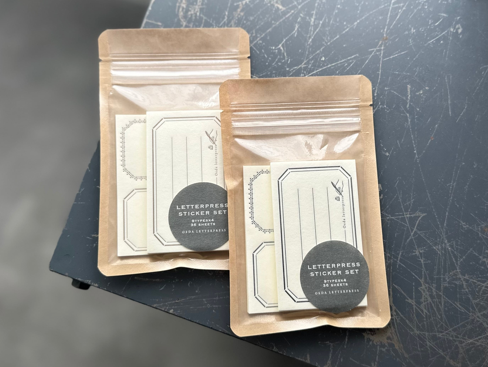 LETTERPRESS sticker set Bronze / Black (36 pieces each)