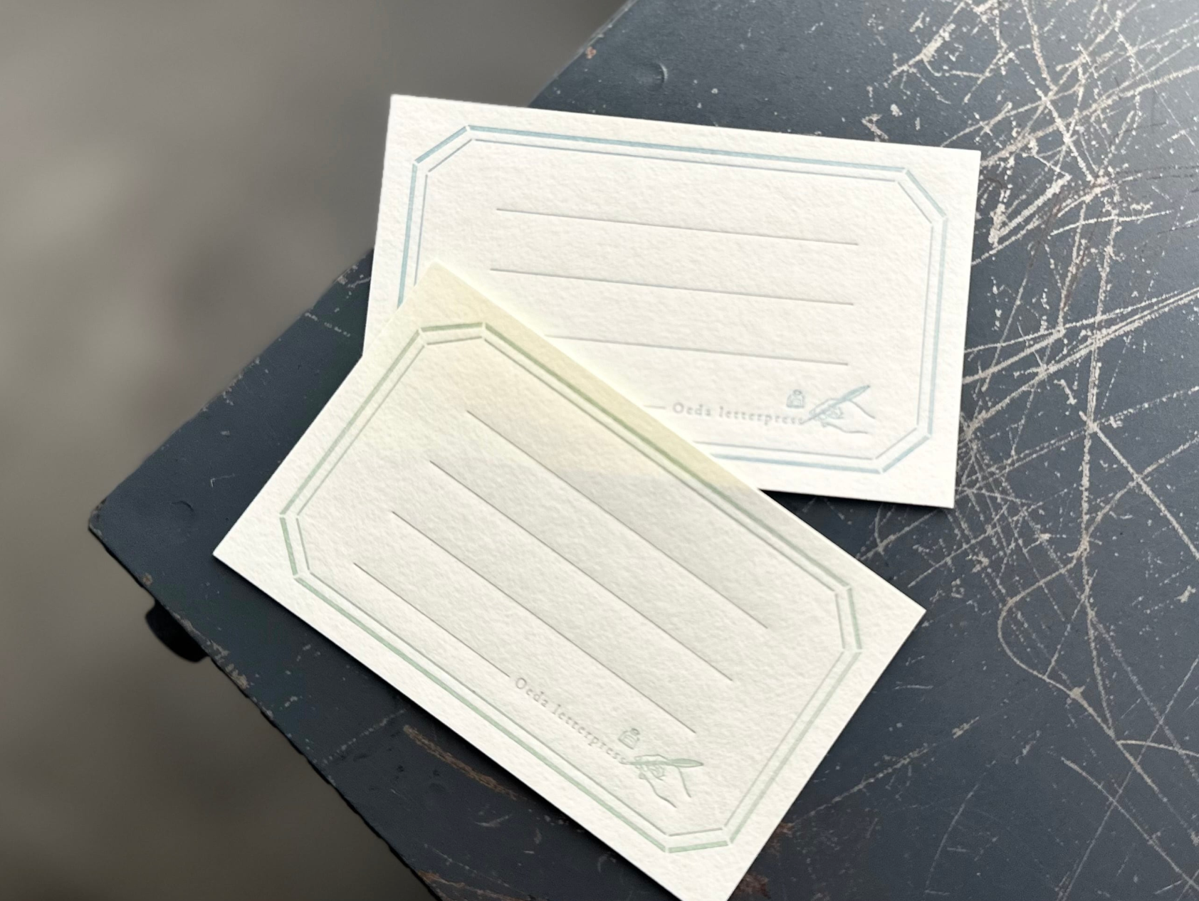 限定色 LETTERPRESS sticker set Sage green ＆ Pale blue （各36枚入り）