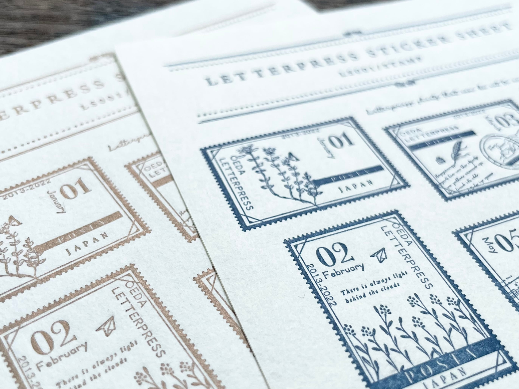 LETTERPRESS sticker sheet【STAMP/Bronze・Darkblue】