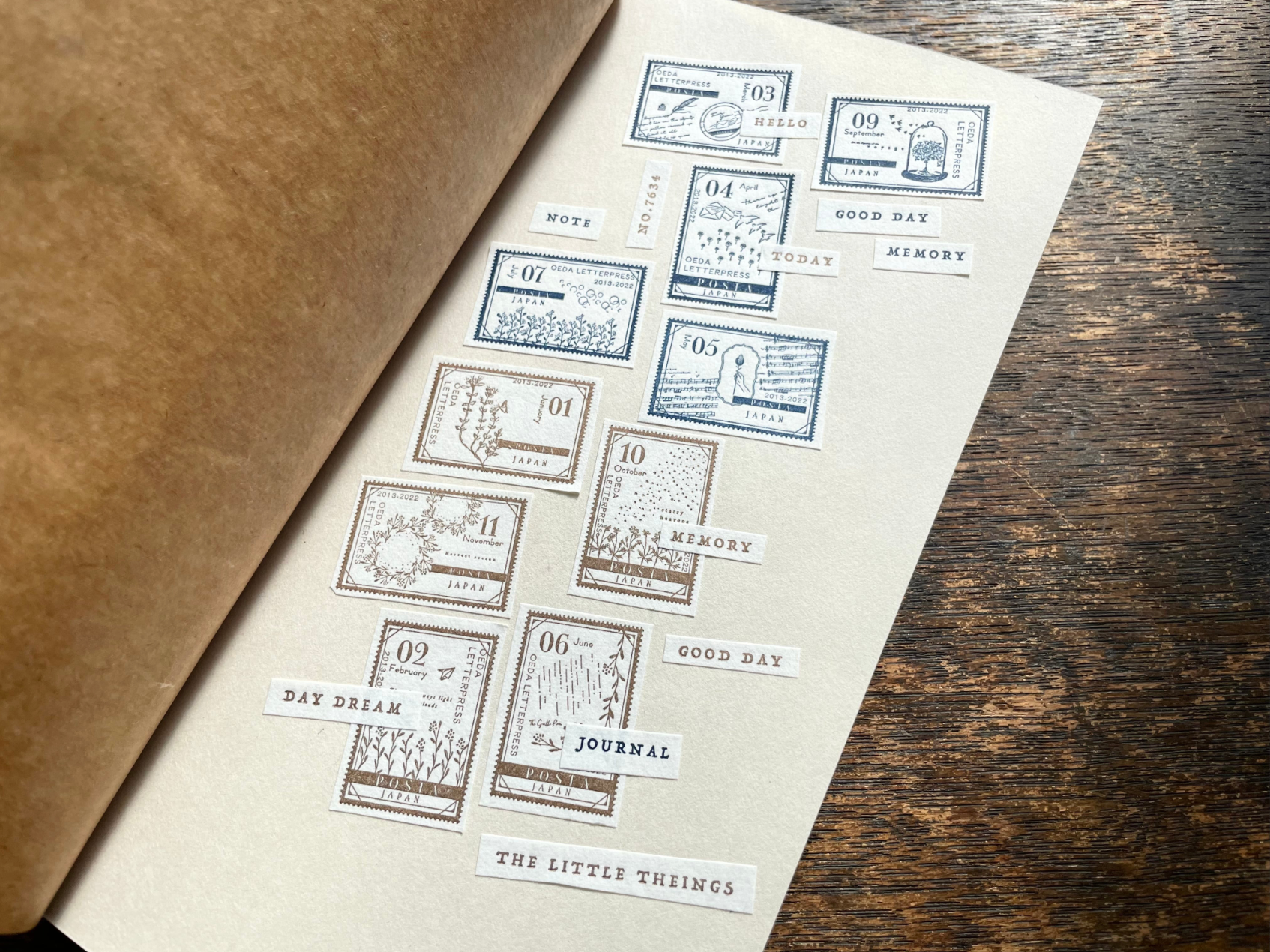 LETTERPRESS sticker sheet【STAMP/Bronze・Darkblue】