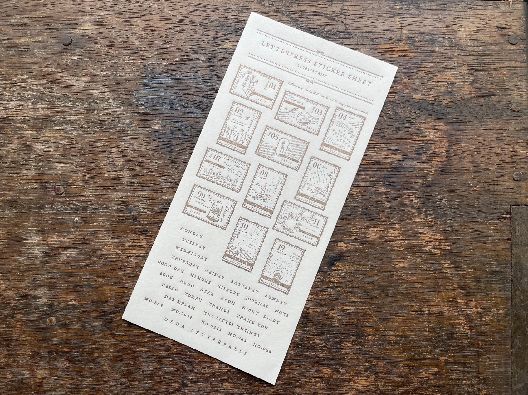 LETTERPRESS sticker sheet【STAMP/Bronze・Darkblue】