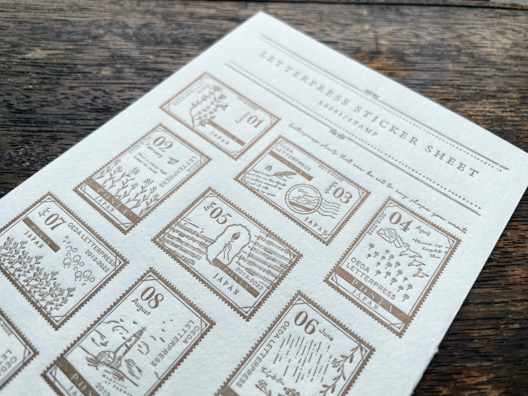 LETTERPRESS sticker sheet【STAMP/Bronze・Darkblue】