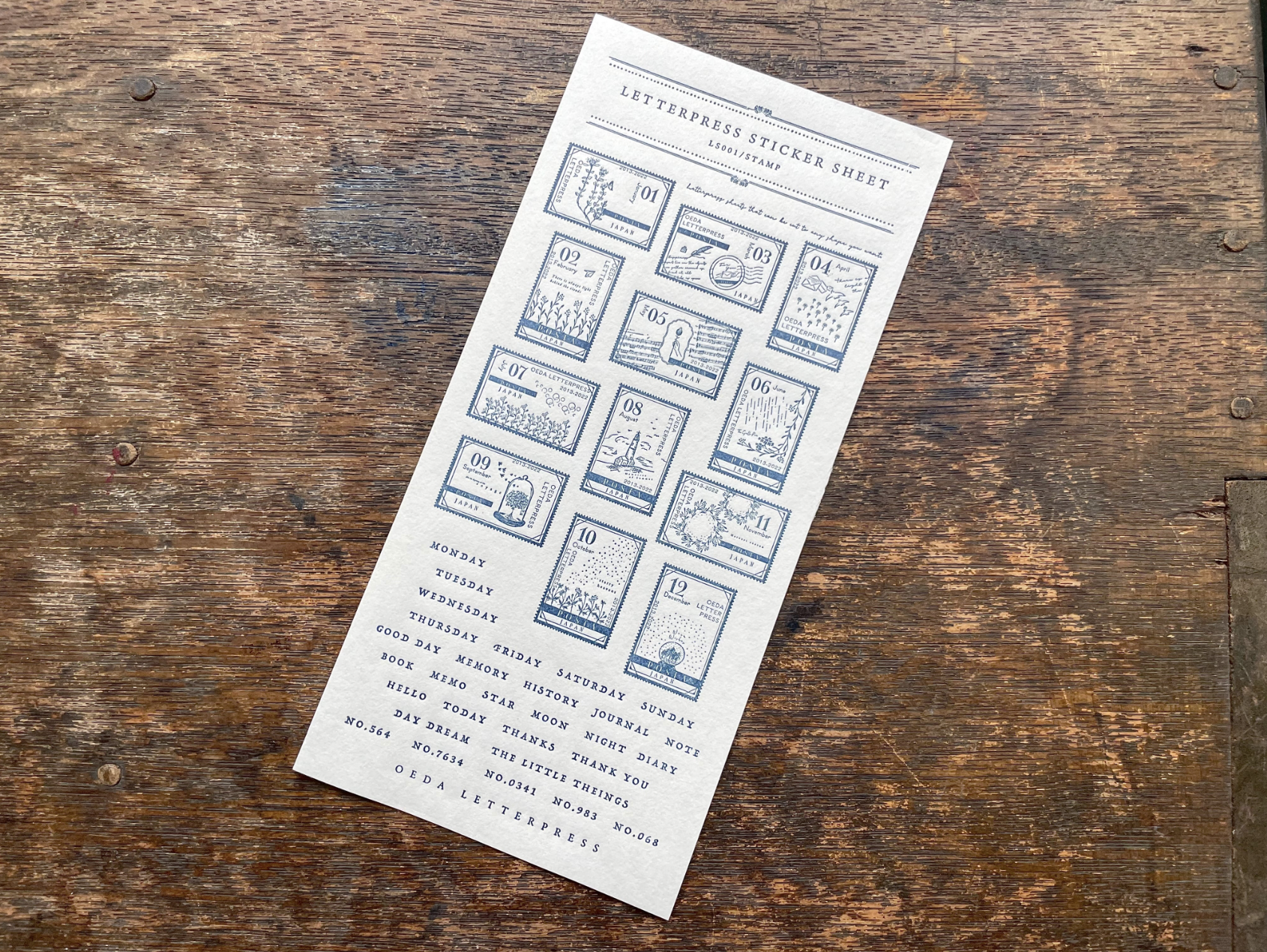 LETTERPRESS sticker sheet【STAMP/Bronze・Darkblue】