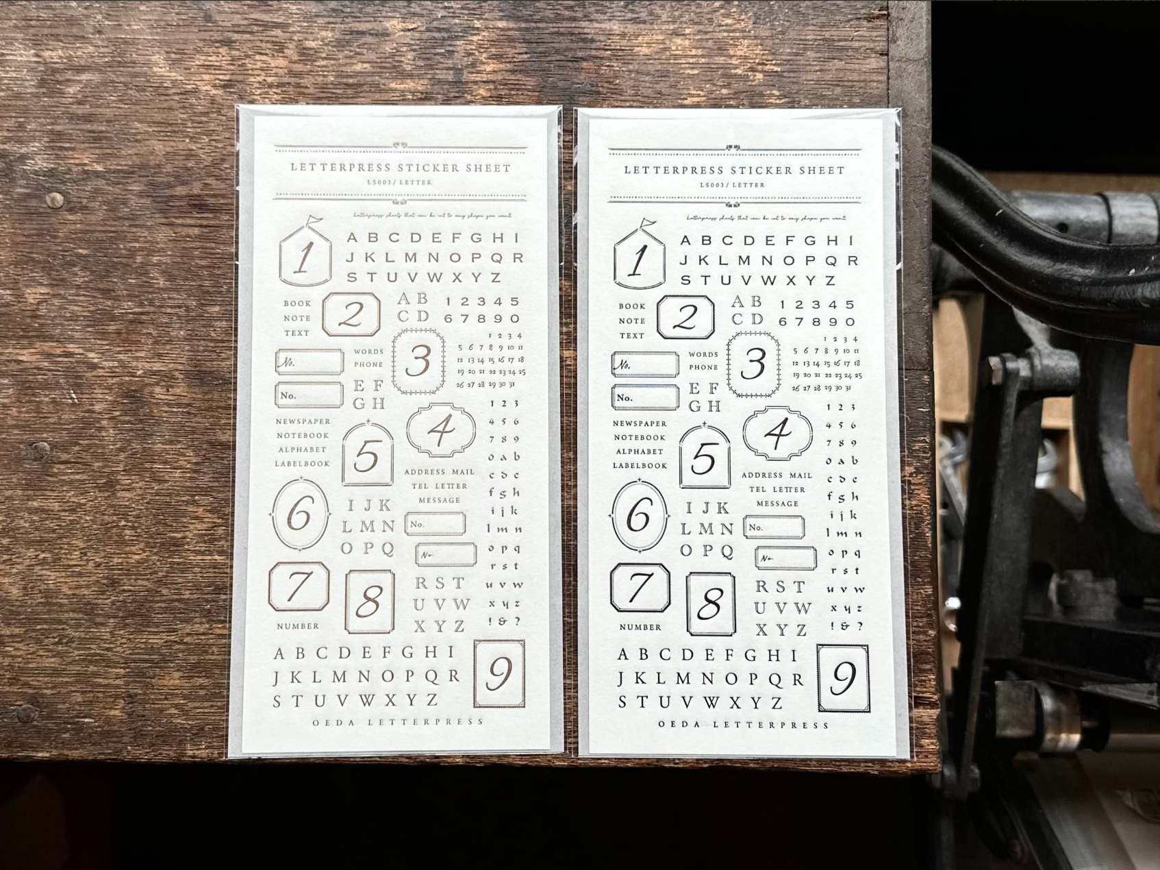 LETTERPRESS sticker sheet【LETTER / Bronze・Black】