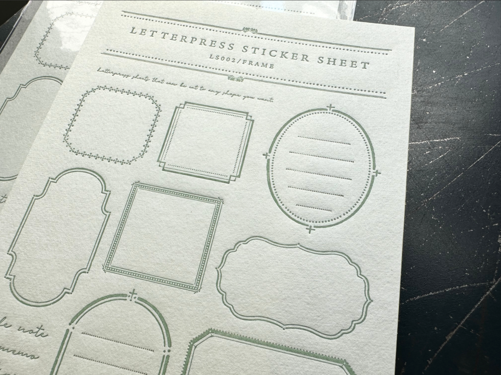 限定色 LETTERPRESS sticker sheet【FRAME / Sage green】