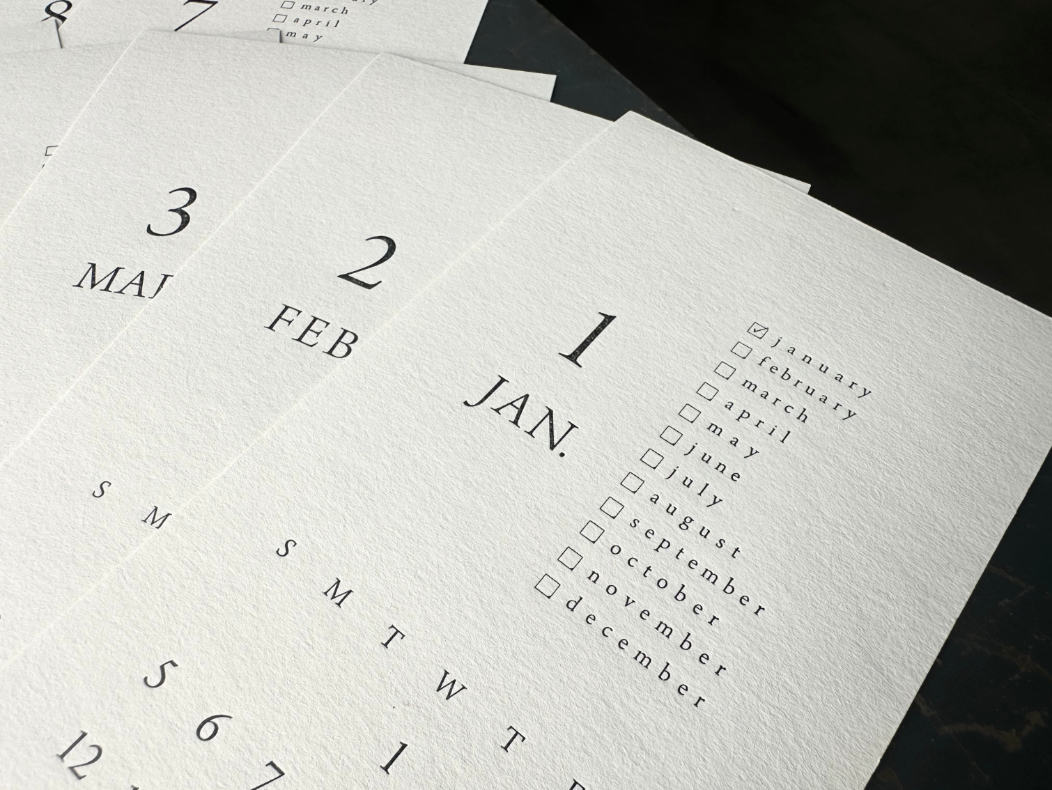 LETTERPRESS CALENDAR 2025