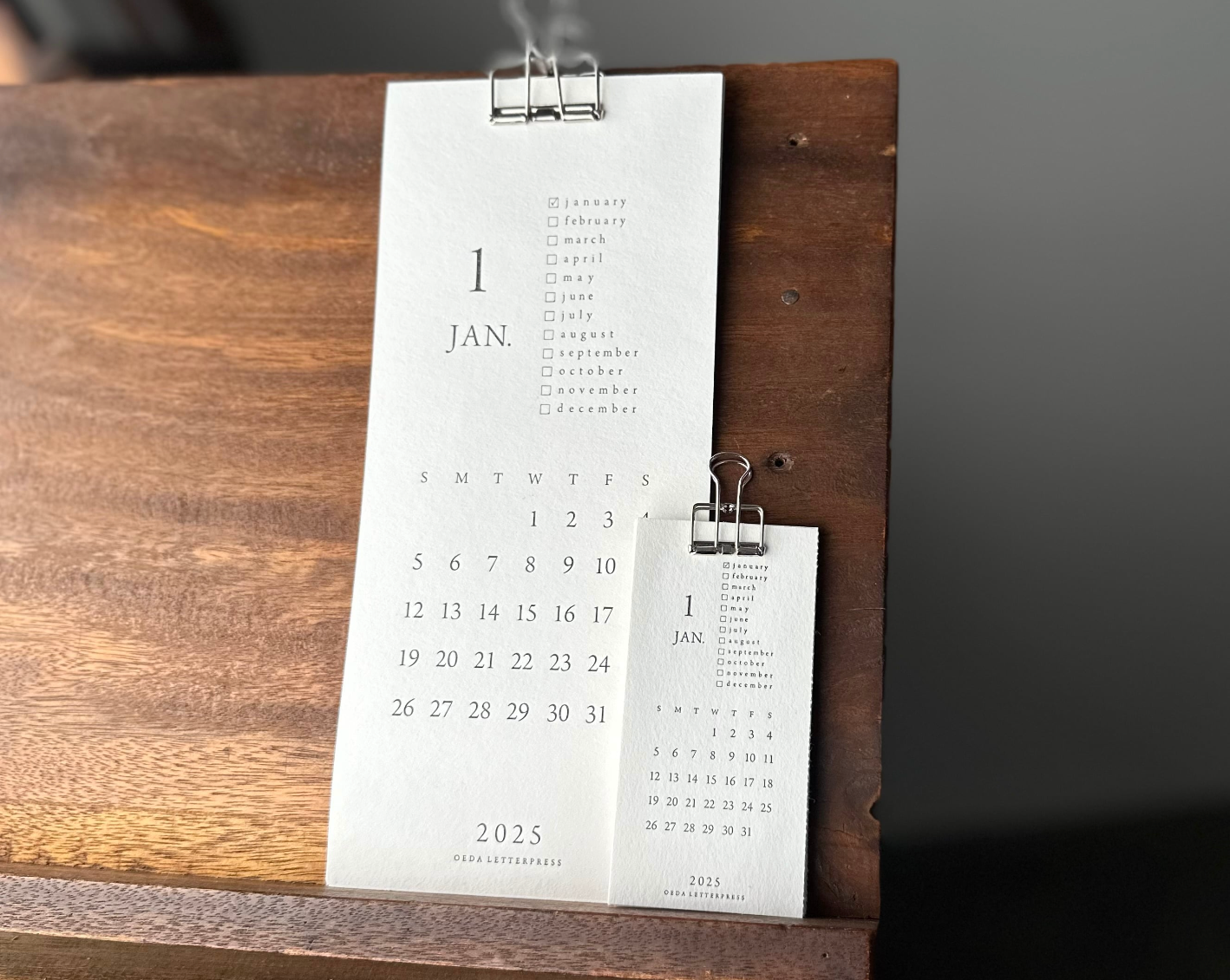 LETTERPRESS CALENDAR 2025