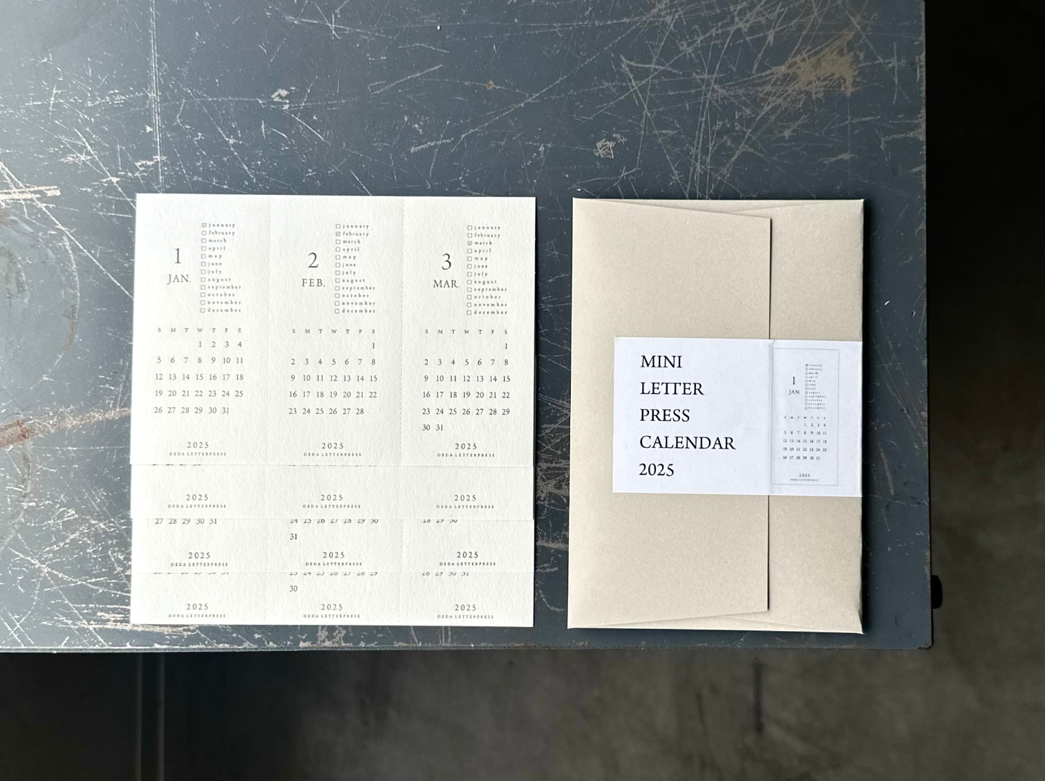 【30%OFF】MINI LETTERPRESS CALENDAR 2025