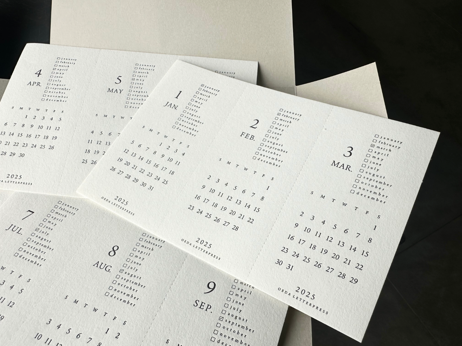 【30%OFF】MINI LETTERPRESS CALENDAR 2025