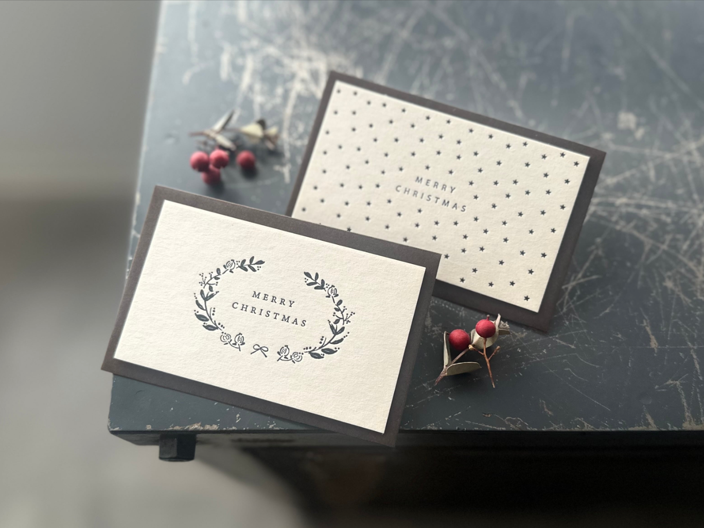 "NEW"【活版印刷】X'mas card (star/wreath)
