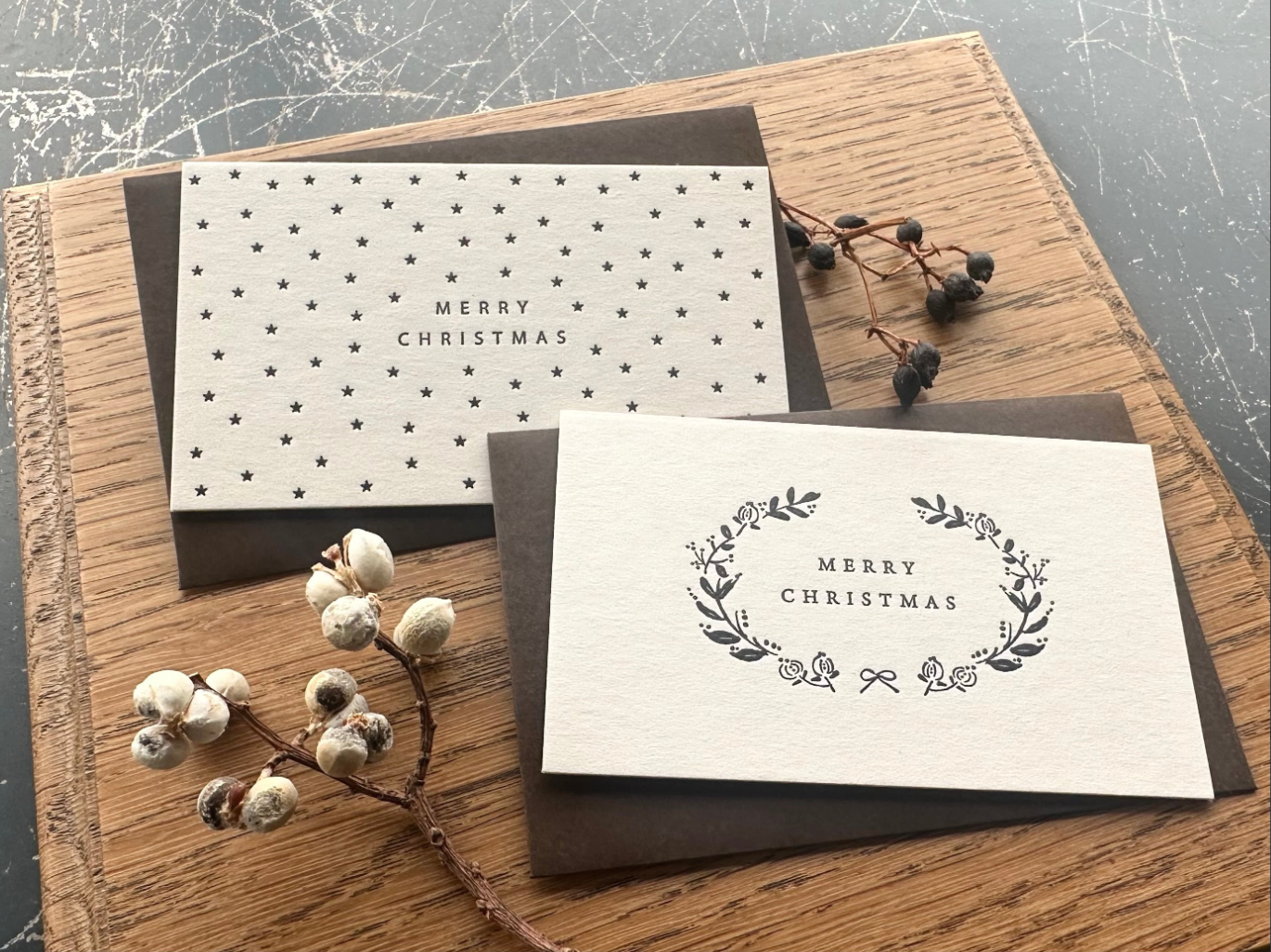 "NEW"【活版印刷】X'mas card (star/wreath)