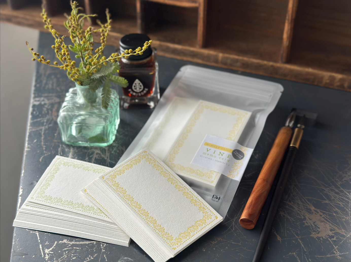 "NEW" 【限定販売】Memo card “VINE”限定色 ミモザカラー