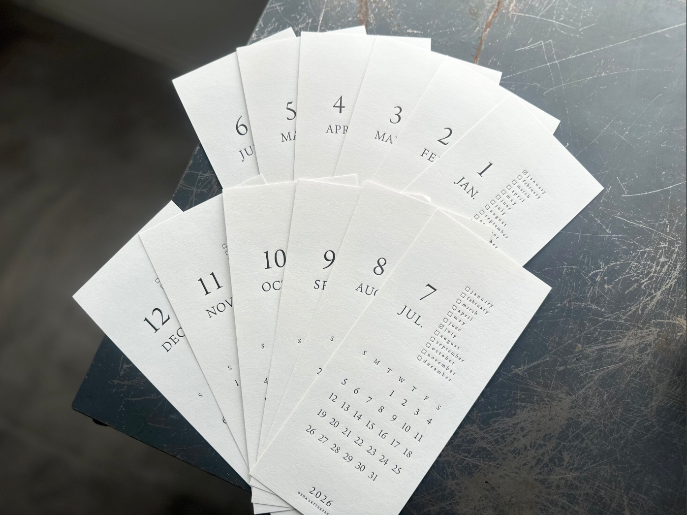 "NEW" LETTERPRESS CALENDAR 2026