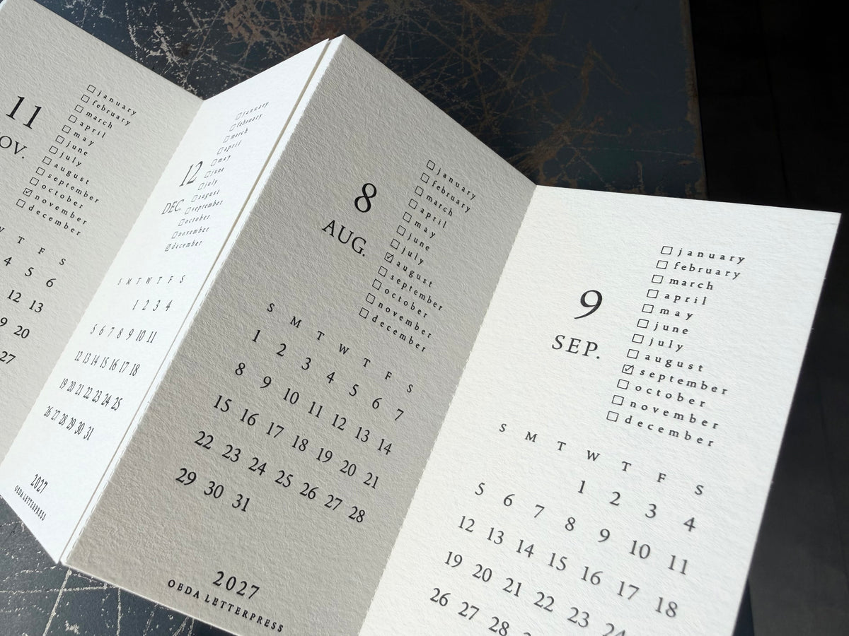MINI LETTERPRESS CALENDAR 2027