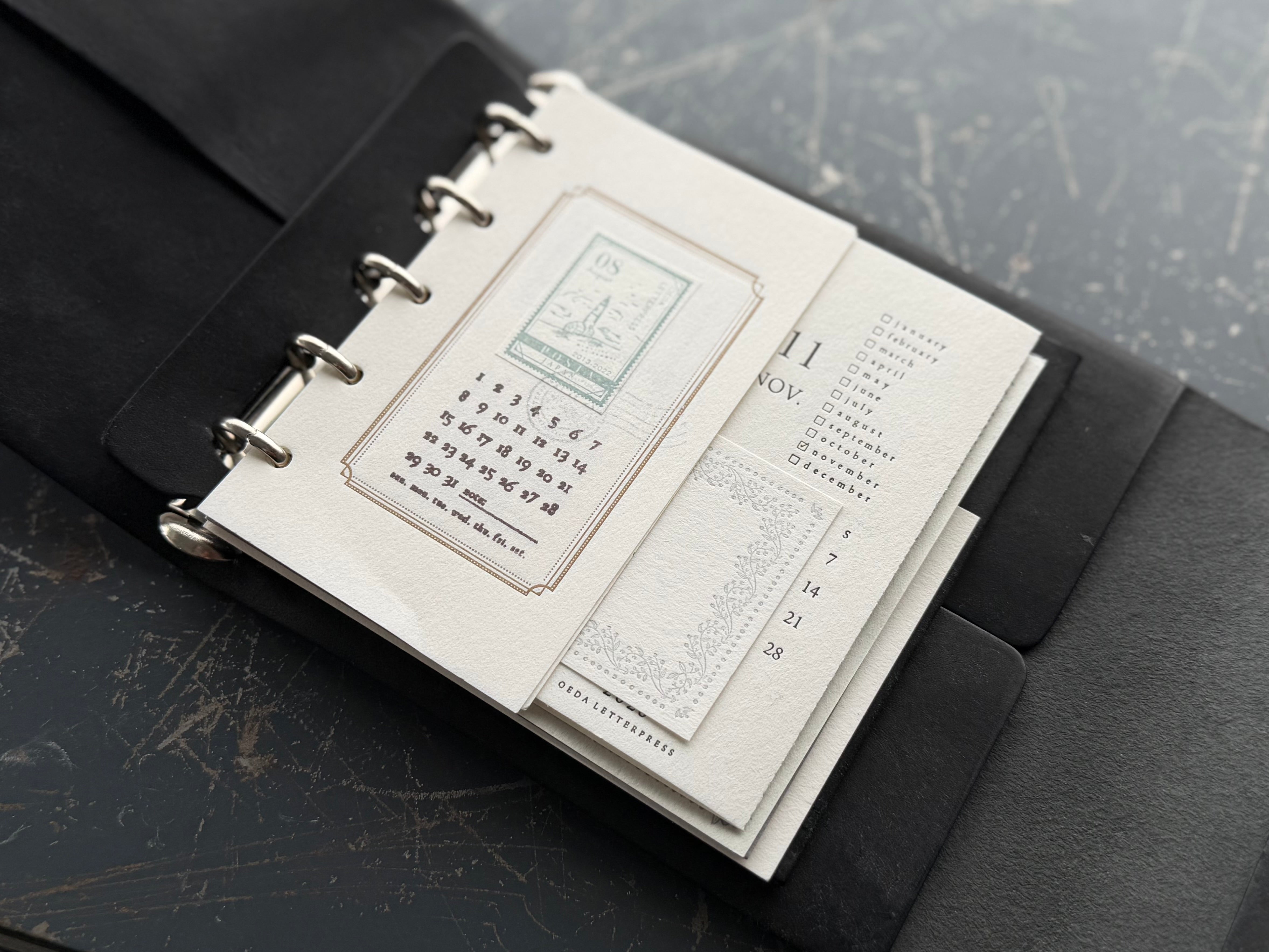 M5 square DIARY LEATHER COVER 【Black】