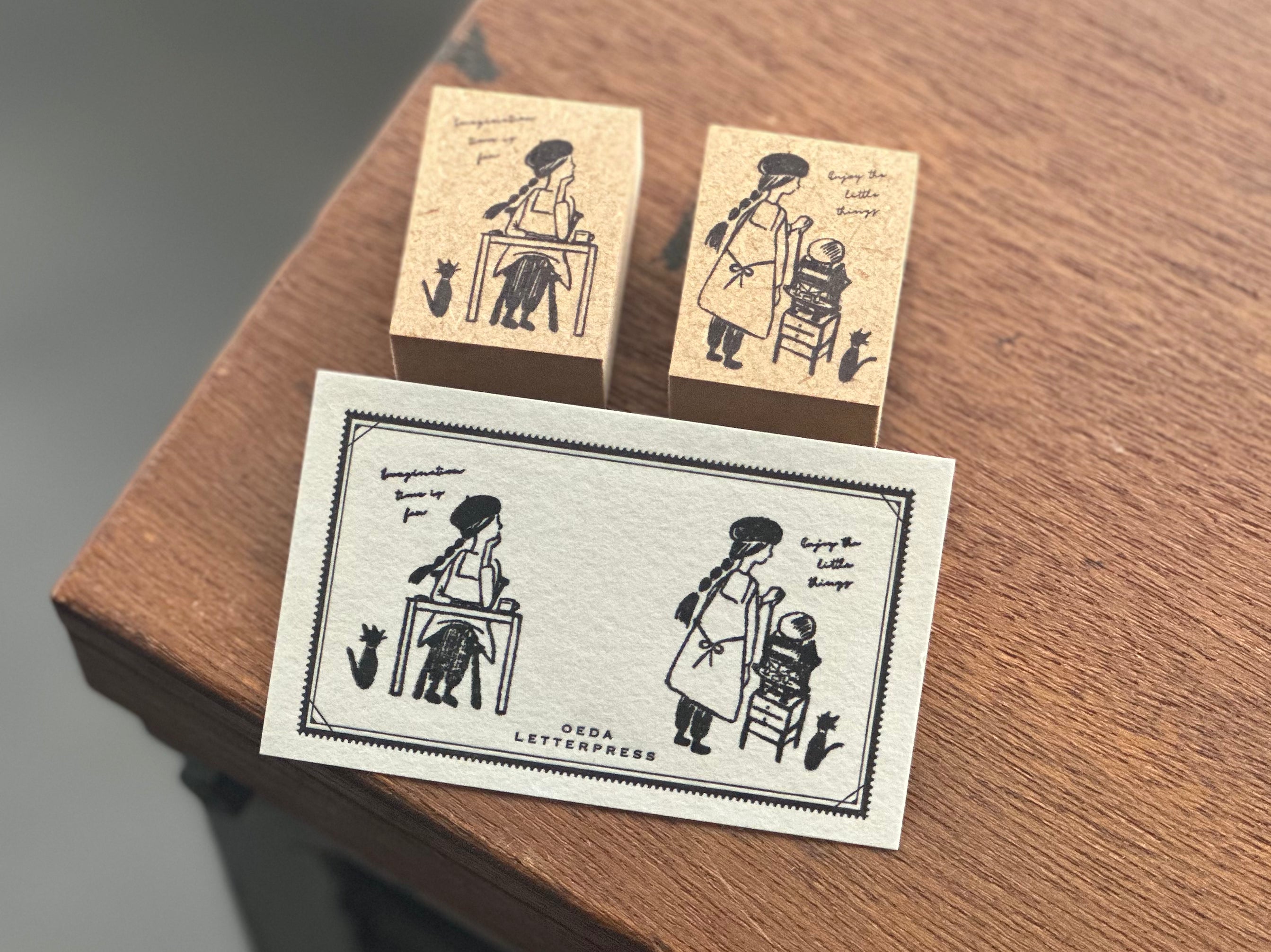 Stamp letterpress girl 【 テキンのお仕事/空想の時間 】