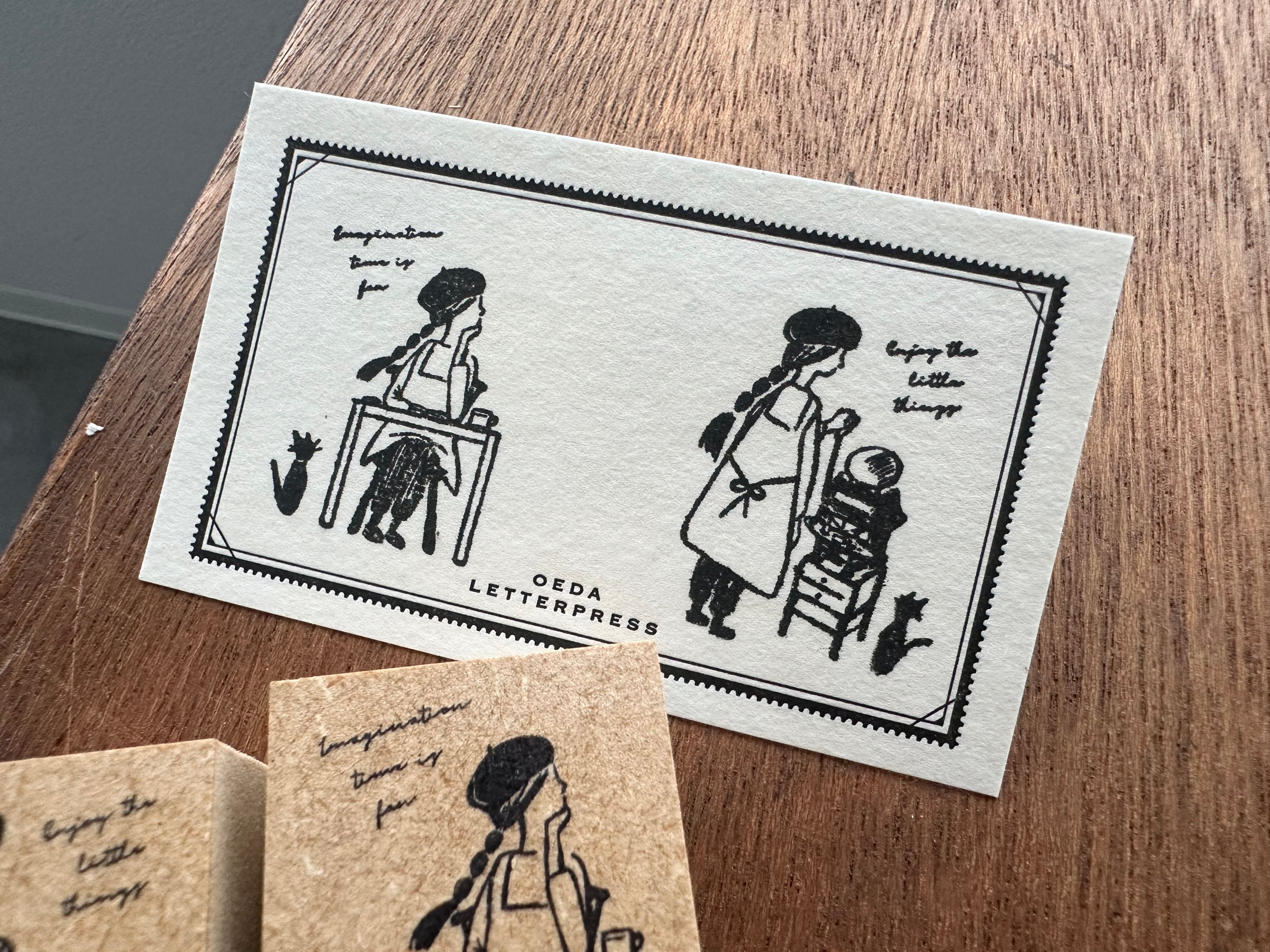 Stamp letterpress girl 【 テキンのお仕事/空想の時間 】