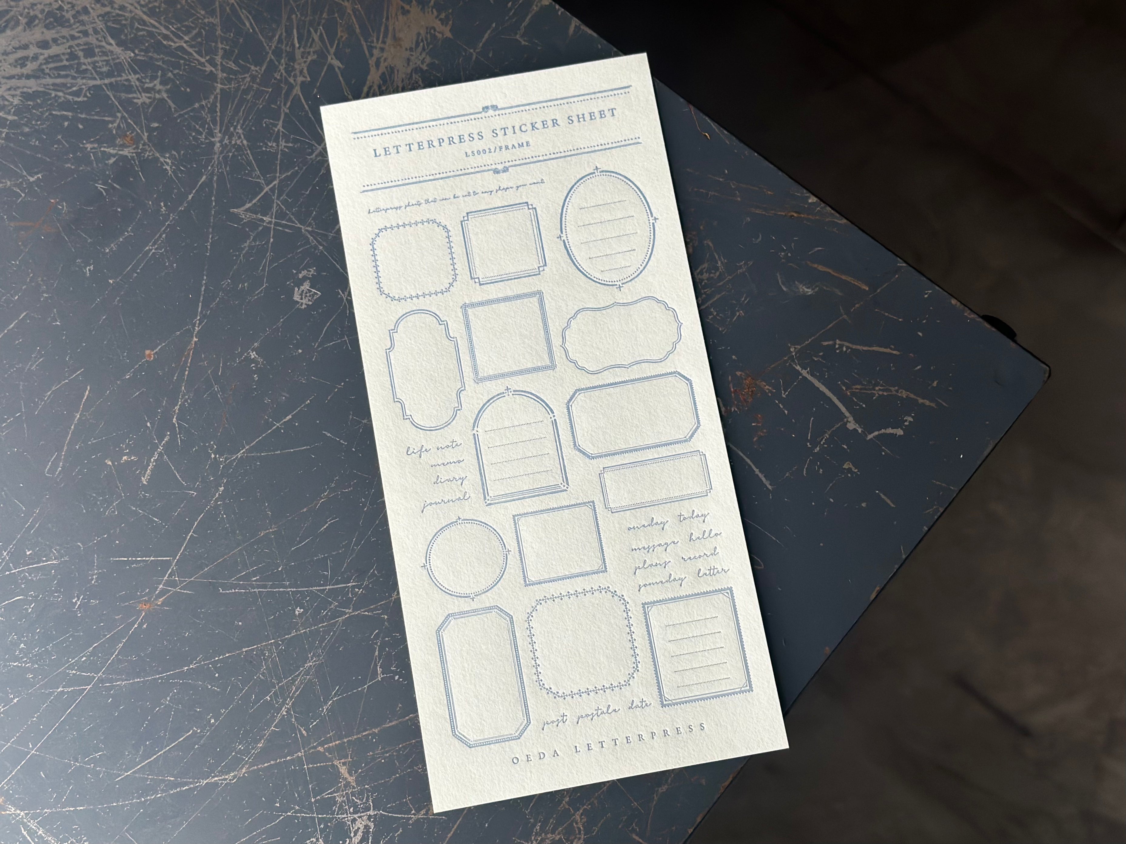 【限定色】LETTERPRESS sticker sheet【FRAME / Pale blue】