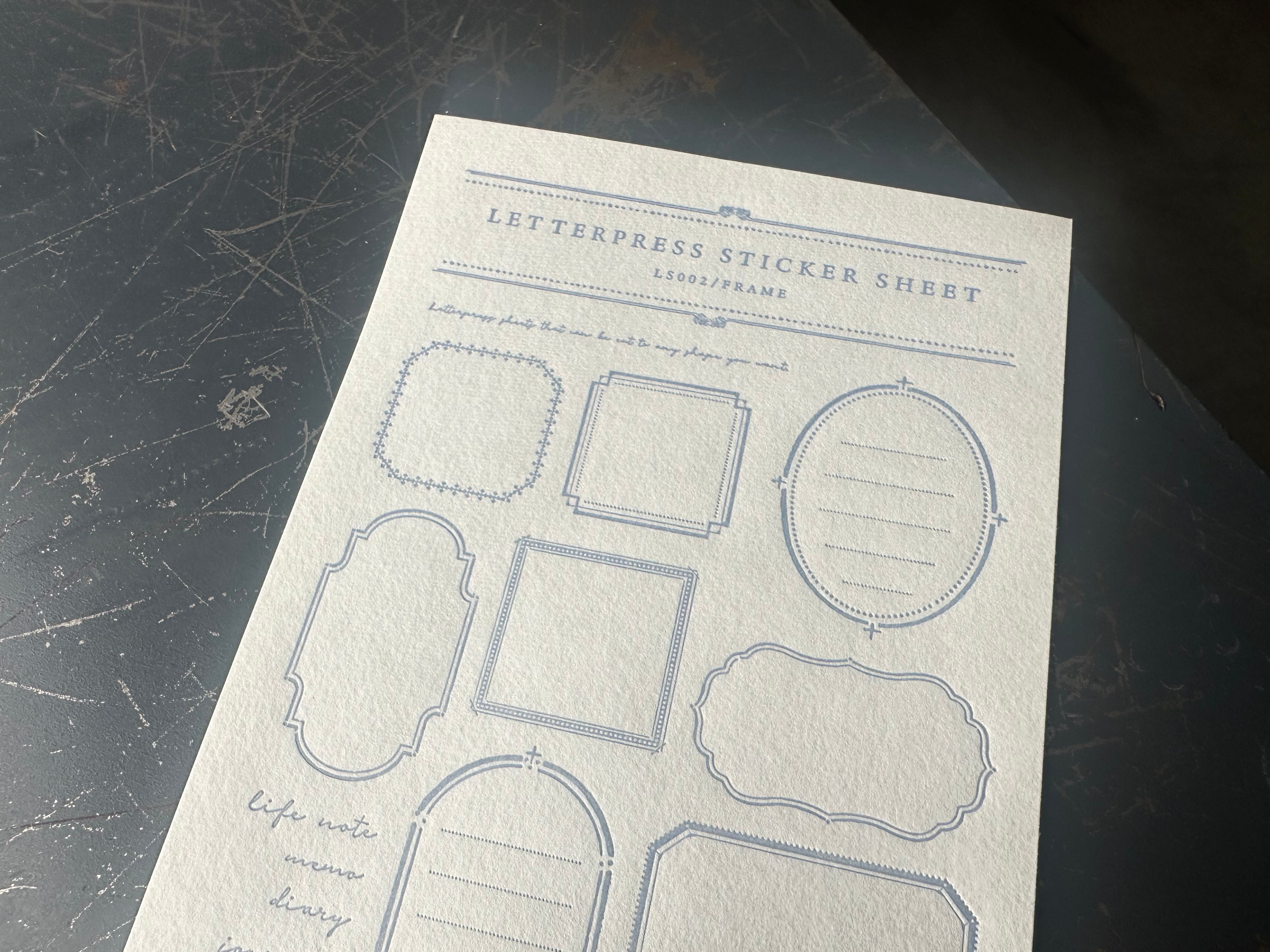 【限定色】LETTERPRESS sticker sheet【FRAME / Pale blue】