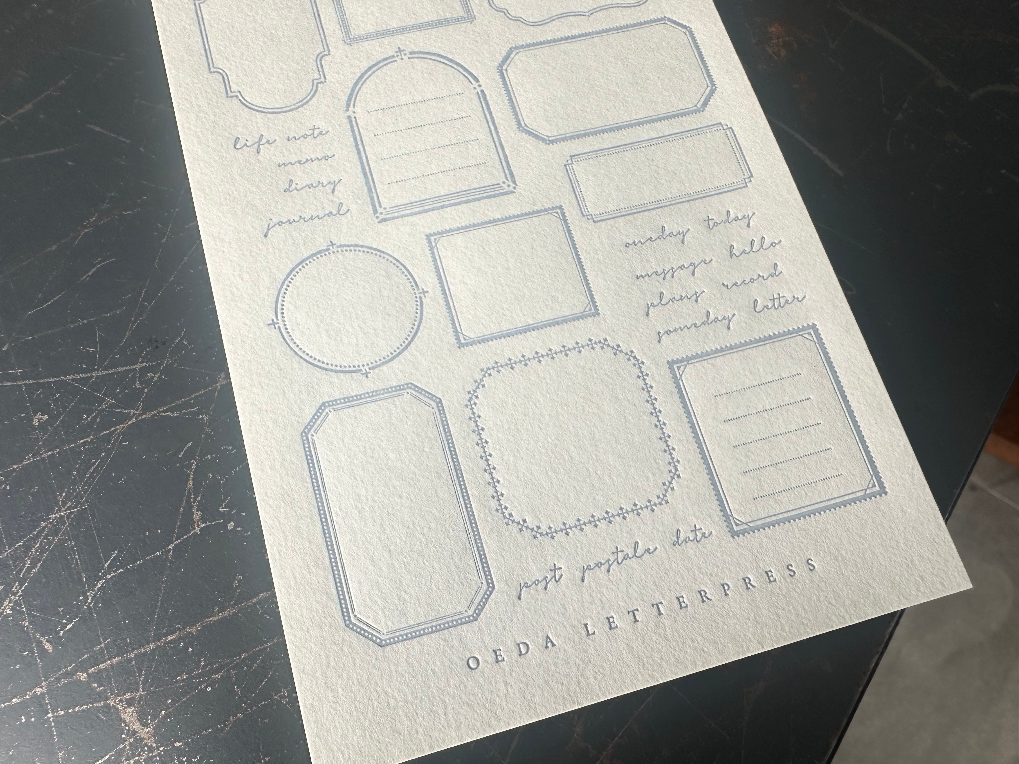 【限定色】LETTERPRESS sticker sheet【FRAME / Pale blue】