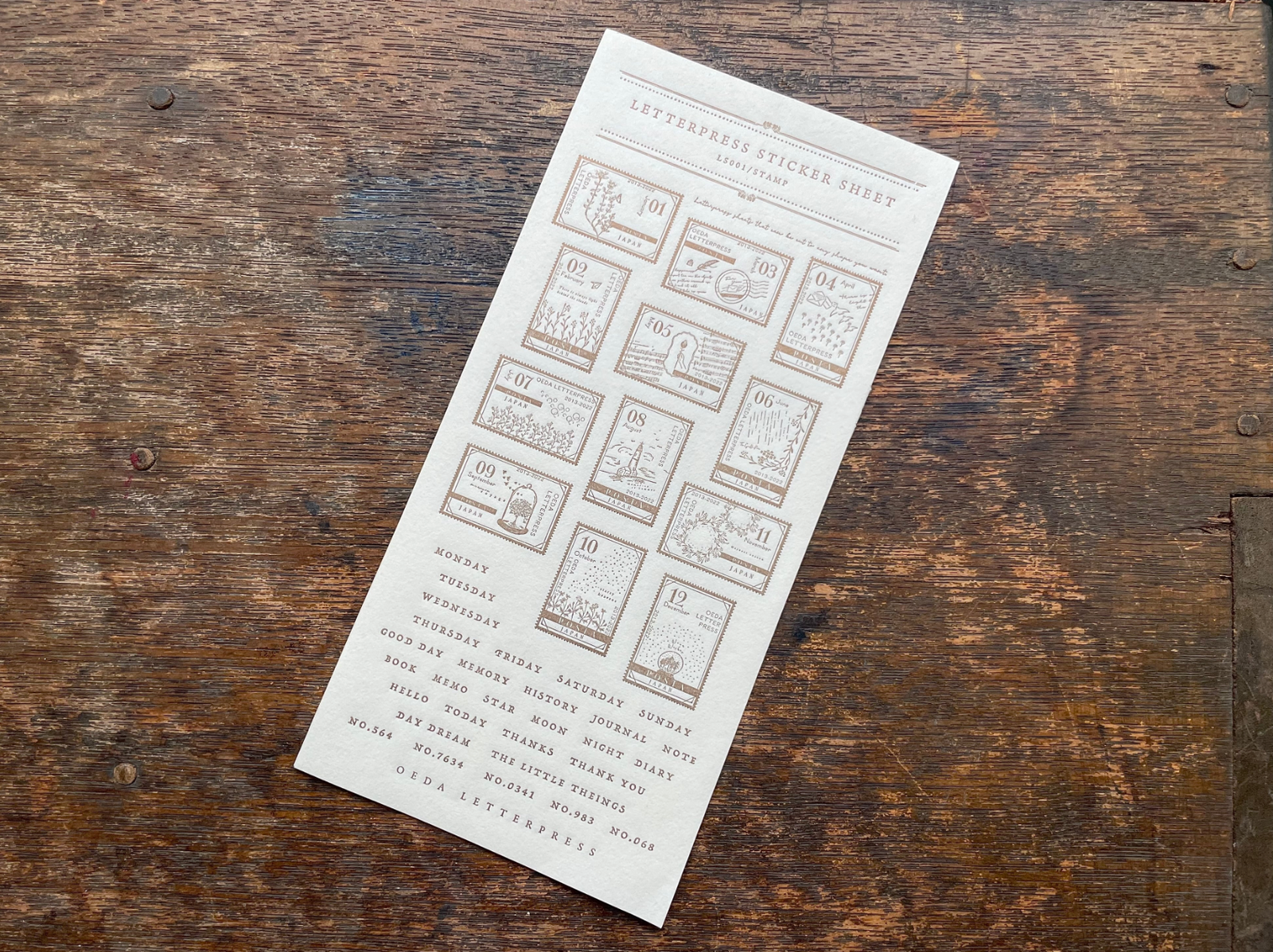 OEDA LETTERPRESS Sticker Sheet - Stamp Bronze