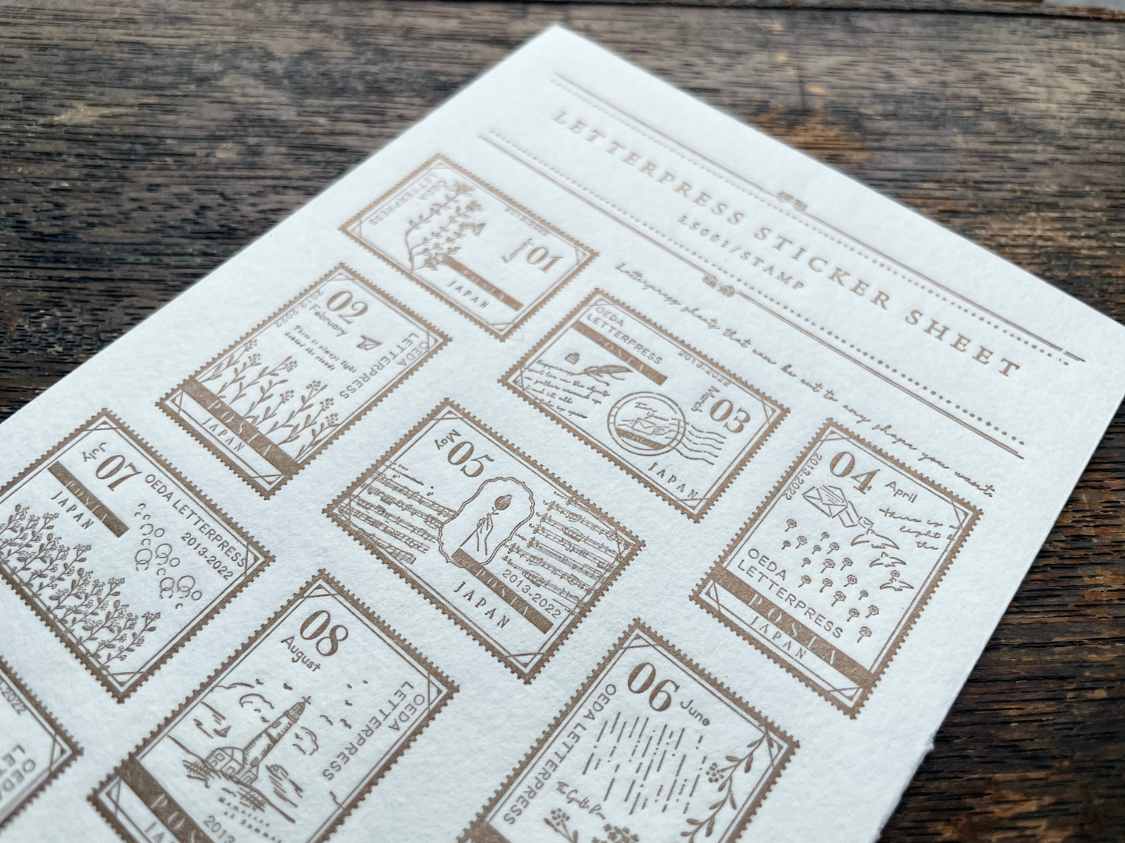 OEDA LETTERPRESS Sticker Sheet - Stamp Bronze