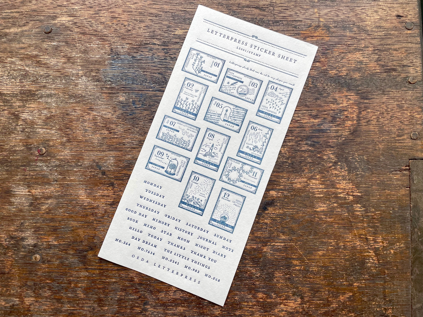 OEDA LETTERPRESS Sticker Sheet - Stamp Dark Blue