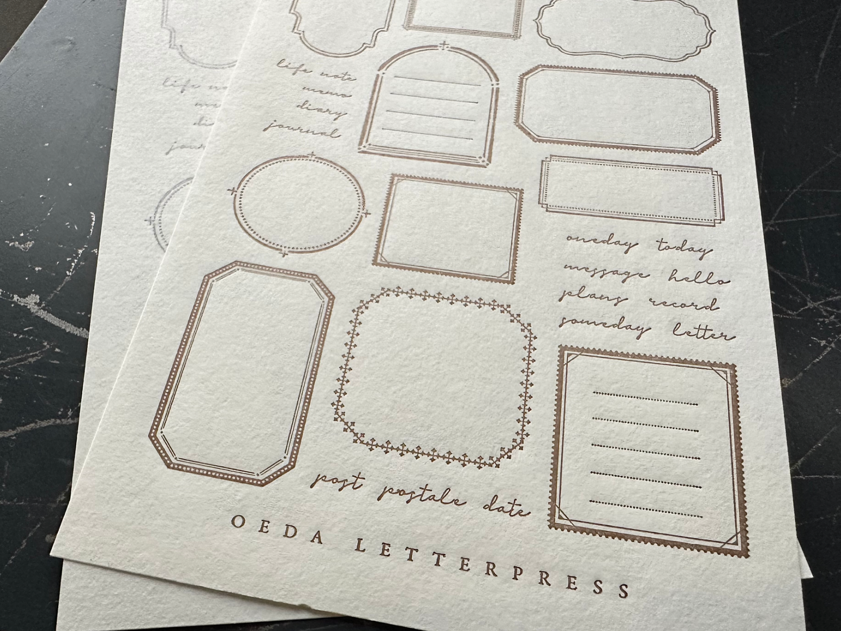 LETTERPRESS sticker sheet [FRAME / Bronze・Greige] 