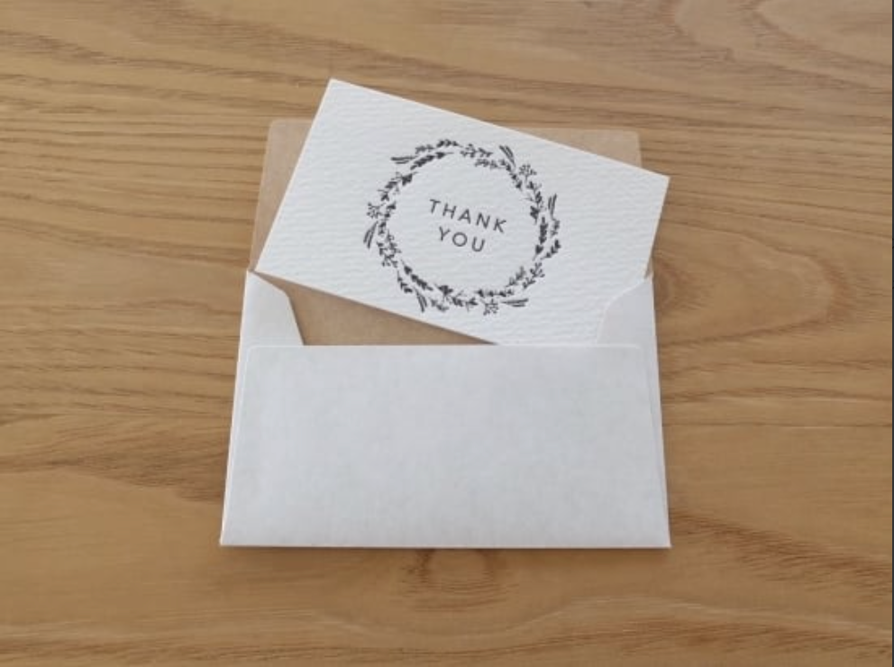 [Letterpress printing] Small card and envelope (THANK YOU.wreath) 