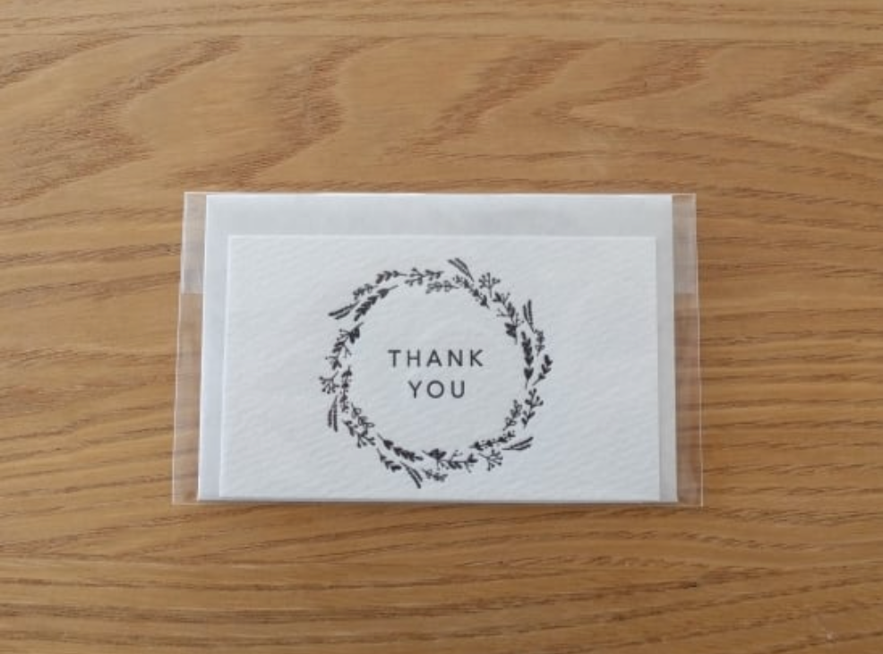 [Letterpress printing] Small card and envelope (THANK YOU.wreath) 