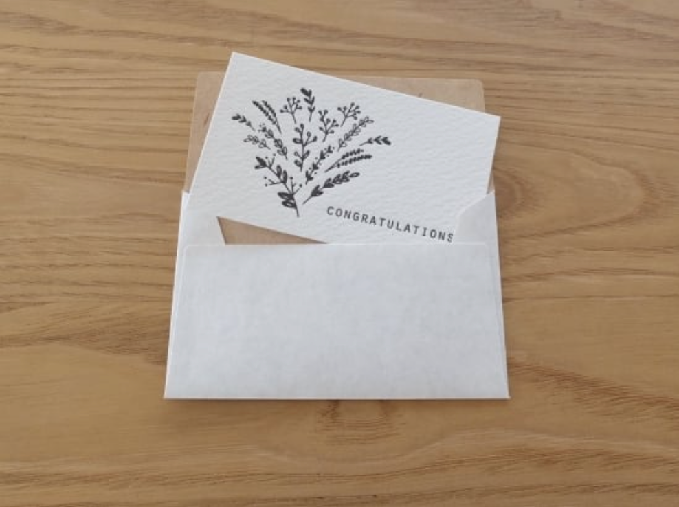 [Letterpress printing] Small cards and envelopes (CONGRATULATIONS.bouque)