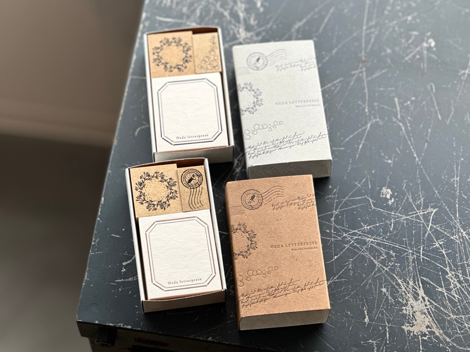 【수량 한정 판매】 FRAME mini card &amp; stamp SET (Brown box)