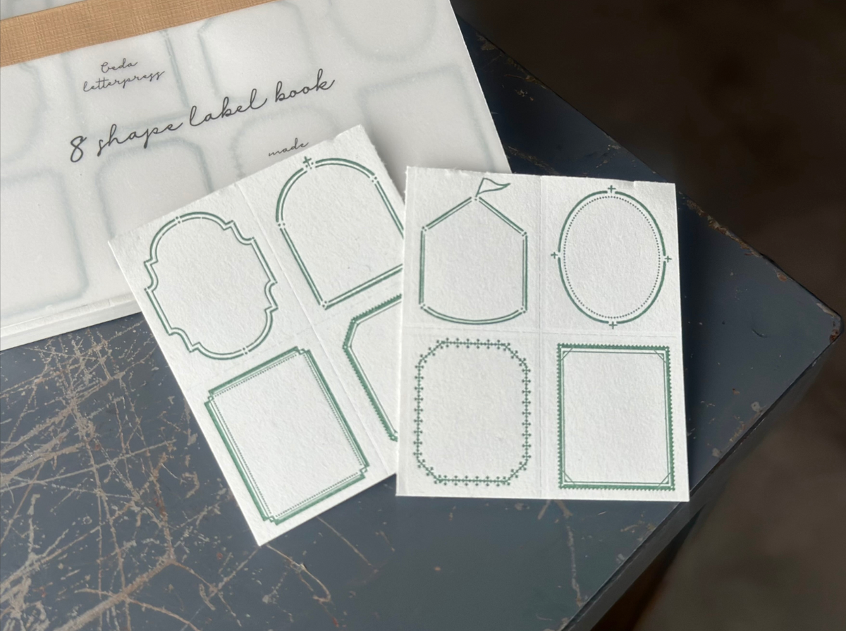 OEDA LETTERPRESS 8 Shape Label Book - Frame Green Limited Edition
