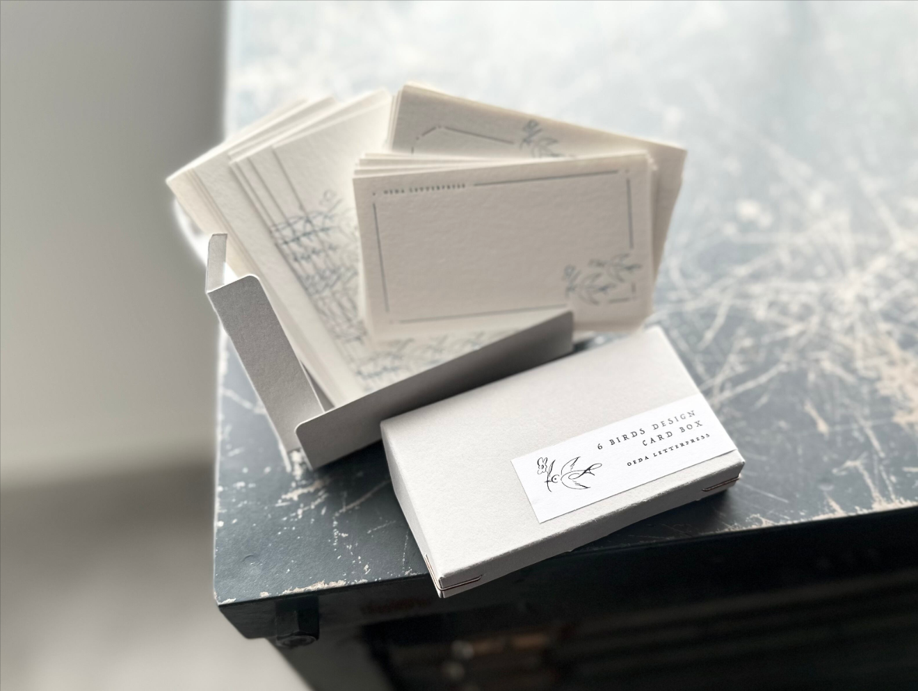 ”NEW" 6 BIRDS DESIGN CARD BOX【Pale blue】