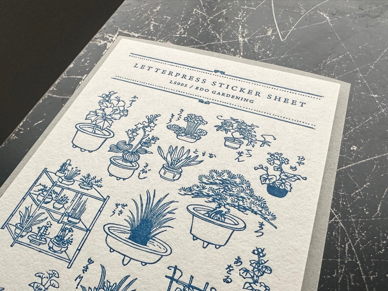 ”NEW"【限定色】"WACCA JAPAN コラボ" LETTERPRESS sticker sheet【EDO GARDENING/紺碧色】