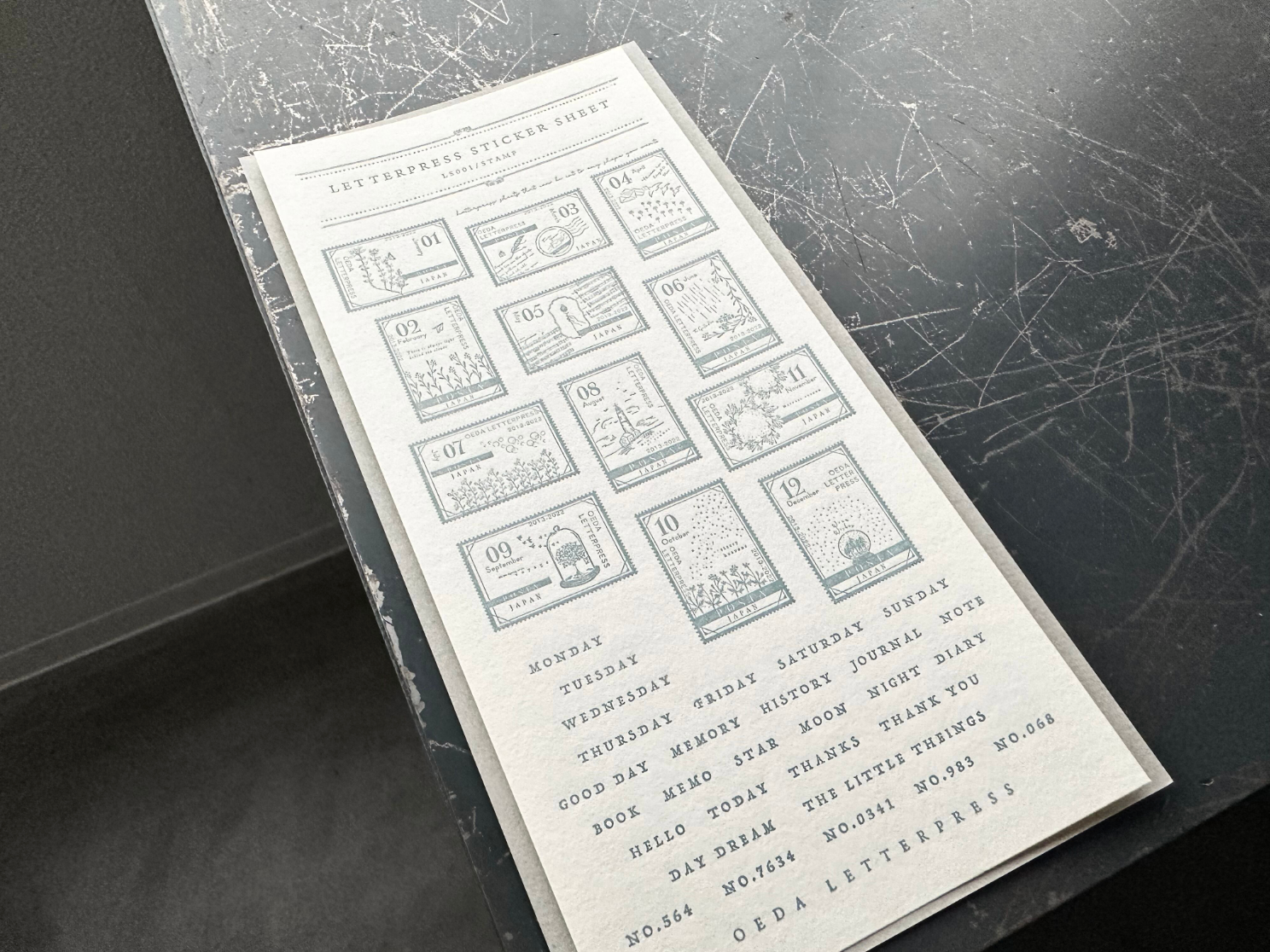 "NEW" 限定色LETTERPRESS sticker sheet【STAMP / Ash blue】