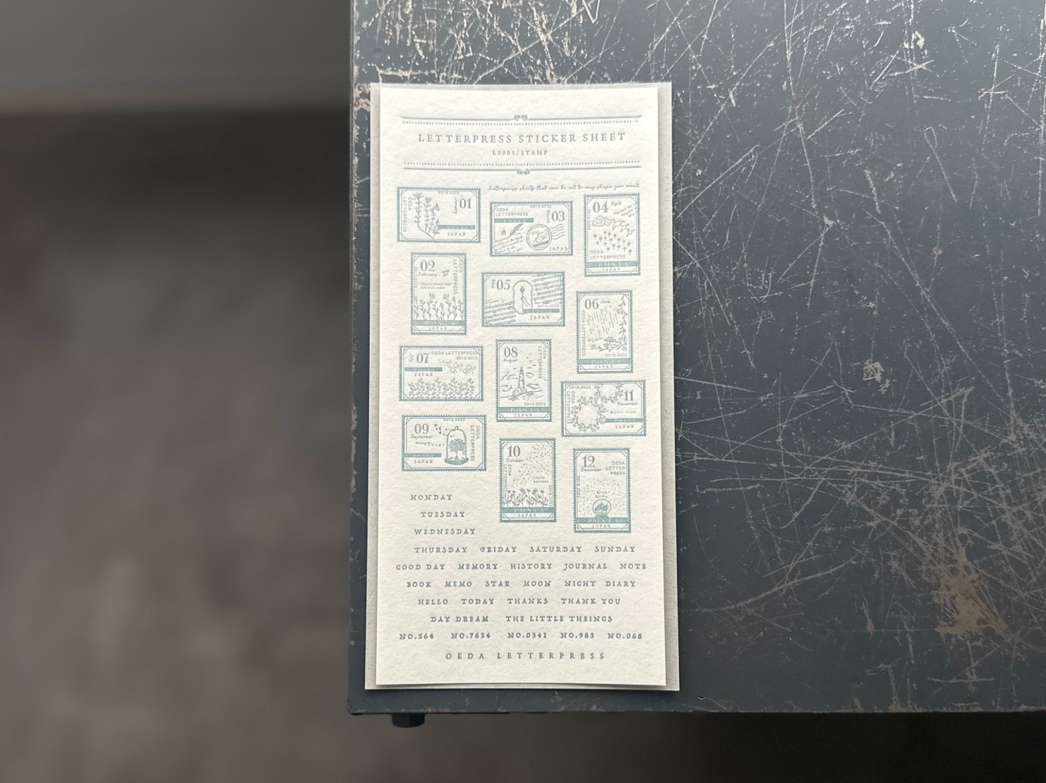 "NEW" 限定色LETTERPRESS sticker sheet【STAMP / Ash blue】