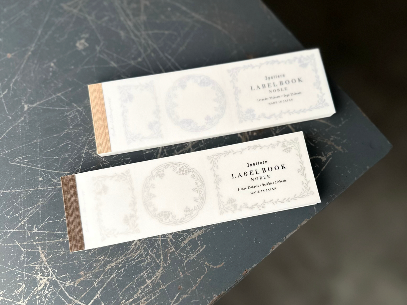 OEDA LETTERPRESS 3 Pattern Label Book - Noble Bronze & Dark Blue