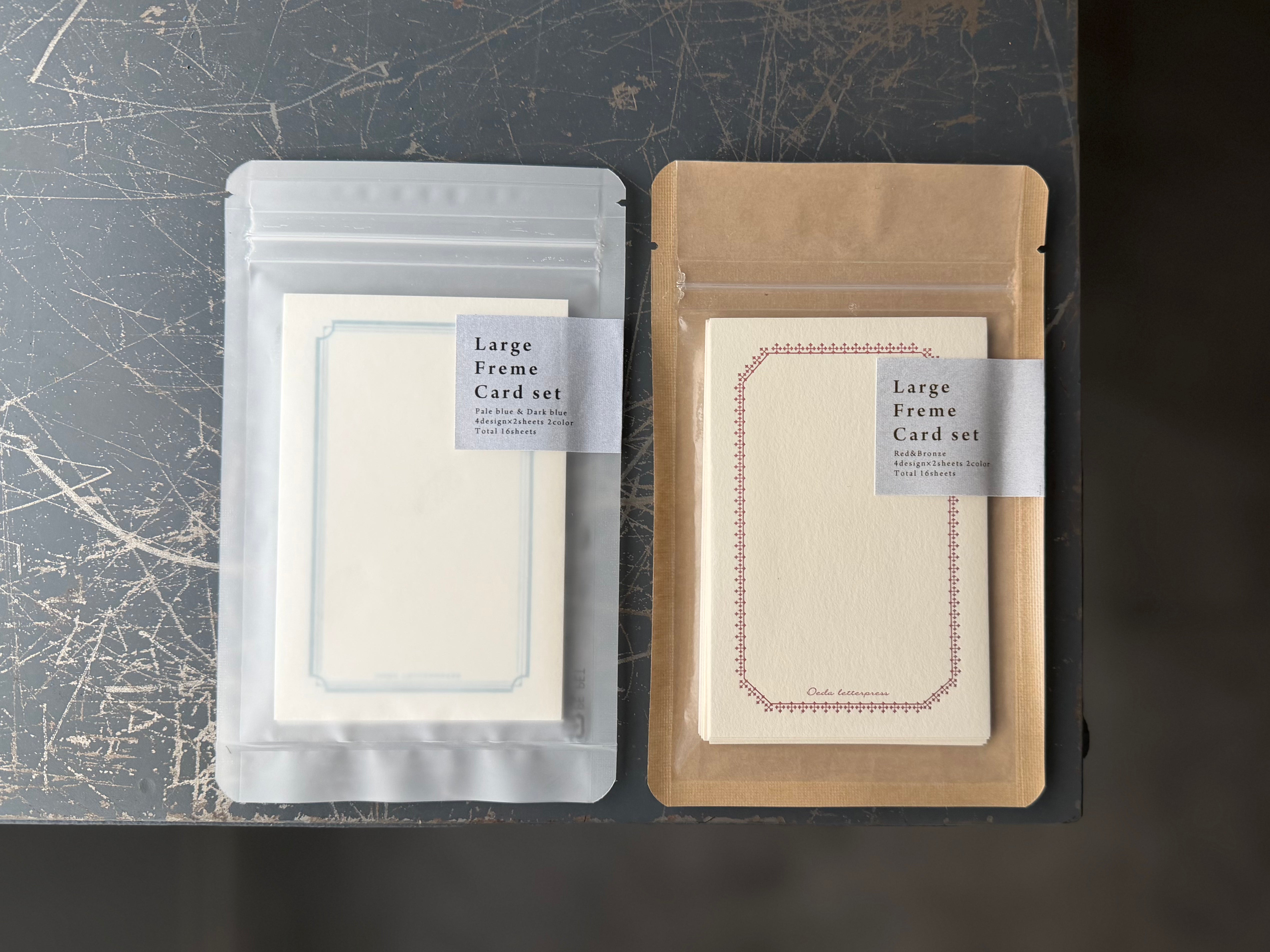 Large frame card set 【Pale blue＆Dark blue / Red&amp;Bronze 】